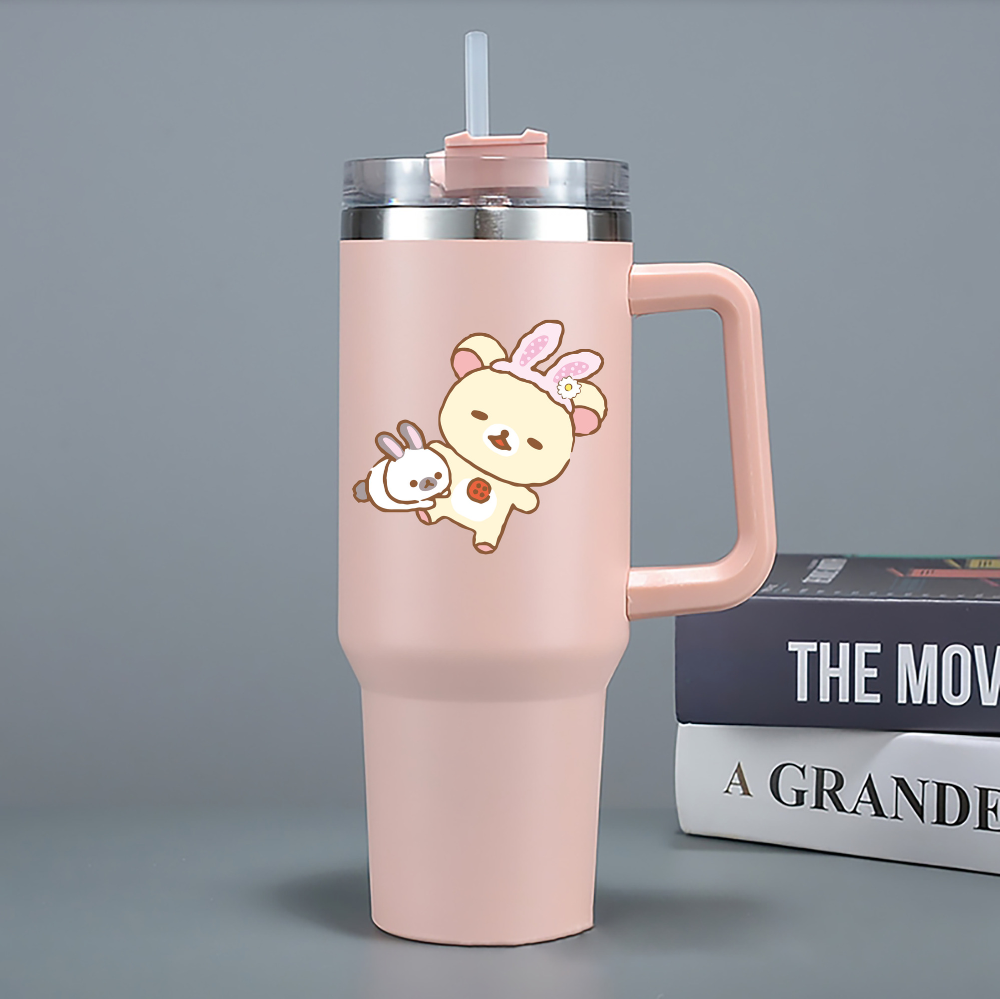 （画像用） リラックマ リラックマ キイロイトリ Rilakkuma Korilakkuma Kiiroitori 1200mL車用タンブラー - クリスタルステッカー（プラスチックストロー付き）